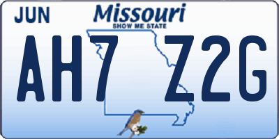 MO license plate AH7Z2G