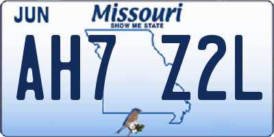 MO license plate AH7Z2L
