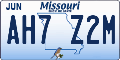 MO license plate AH7Z2M