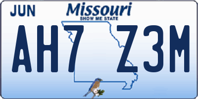 MO license plate AH7Z3M