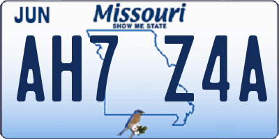 MO license plate AH7Z4A