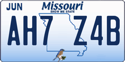 MO license plate AH7Z4B