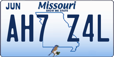 MO license plate AH7Z4L