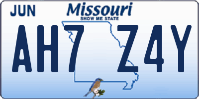 MO license plate AH7Z4Y