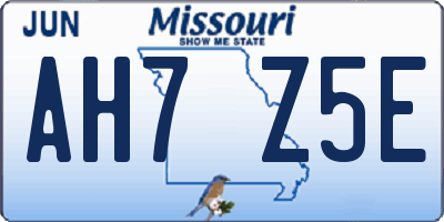 MO license plate AH7Z5E
