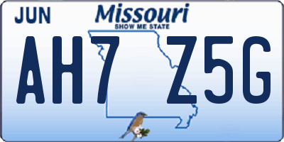 MO license plate AH7Z5G