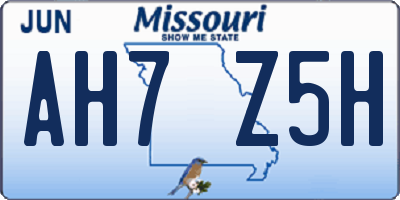 MO license plate AH7Z5H