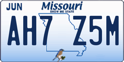 MO license plate AH7Z5M