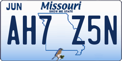MO license plate AH7Z5N