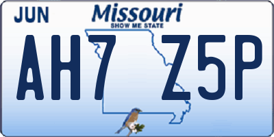 MO license plate AH7Z5P
