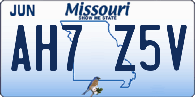 MO license plate AH7Z5V