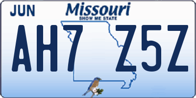 MO license plate AH7Z5Z