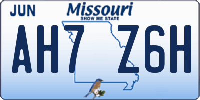MO license plate AH7Z6H