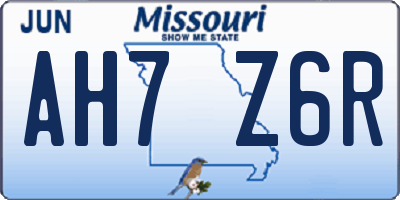 MO license plate AH7Z6R