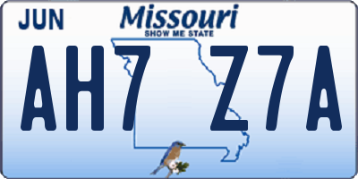 MO license plate AH7Z7A