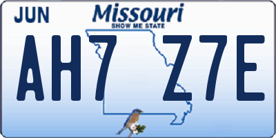 MO license plate AH7Z7E
