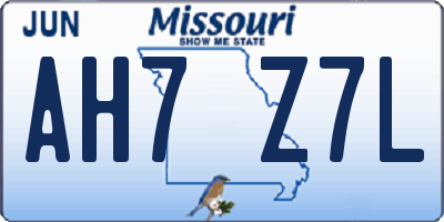 MO license plate AH7Z7L
