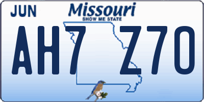 MO license plate AH7Z7O