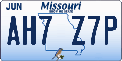 MO license plate AH7Z7P