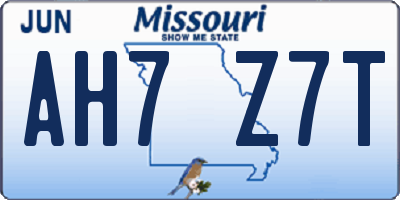 MO license plate AH7Z7T