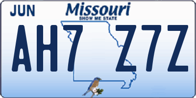 MO license plate AH7Z7Z