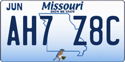 MO license plate AH7Z8C