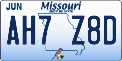 MO license plate AH7Z8D