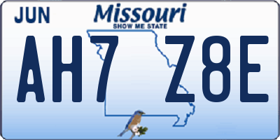 MO license plate AH7Z8E