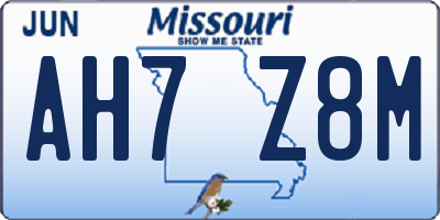 MO license plate AH7Z8M