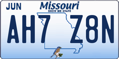MO license plate AH7Z8N