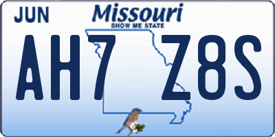 MO license plate AH7Z8S