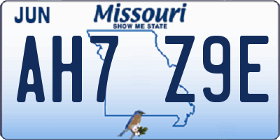 MO license plate AH7Z9E