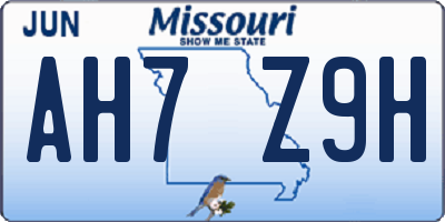 MO license plate AH7Z9H