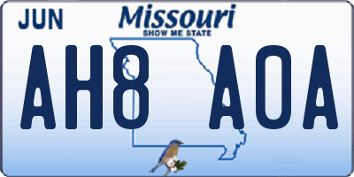 MO license plate AH8A0A