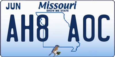 MO license plate AH8A0C