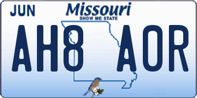 MO license plate AH8A0R