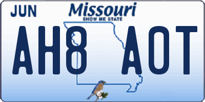 MO license plate AH8A0T