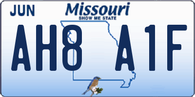 MO license plate AH8A1F