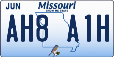 MO license plate AH8A1H