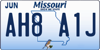 MO license plate AH8A1J