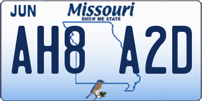 MO license plate AH8A2D