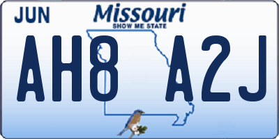MO license plate AH8A2J