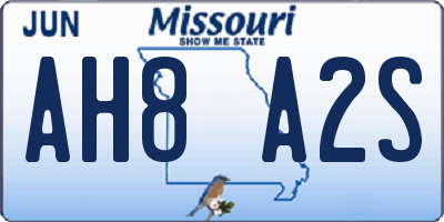 MO license plate AH8A2S