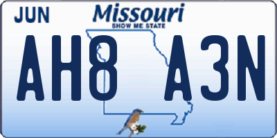 MO license plate AH8A3N