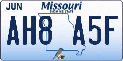 MO license plate AH8A5F