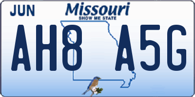 MO license plate AH8A5G