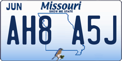 MO license plate AH8A5J