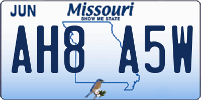 MO license plate AH8A5W