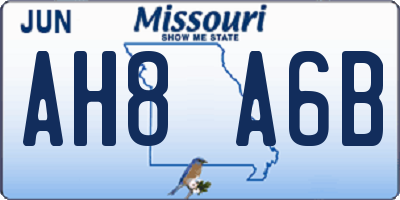 MO license plate AH8A6B