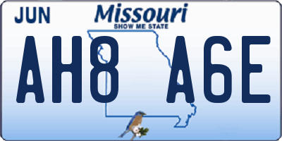 MO license plate AH8A6E